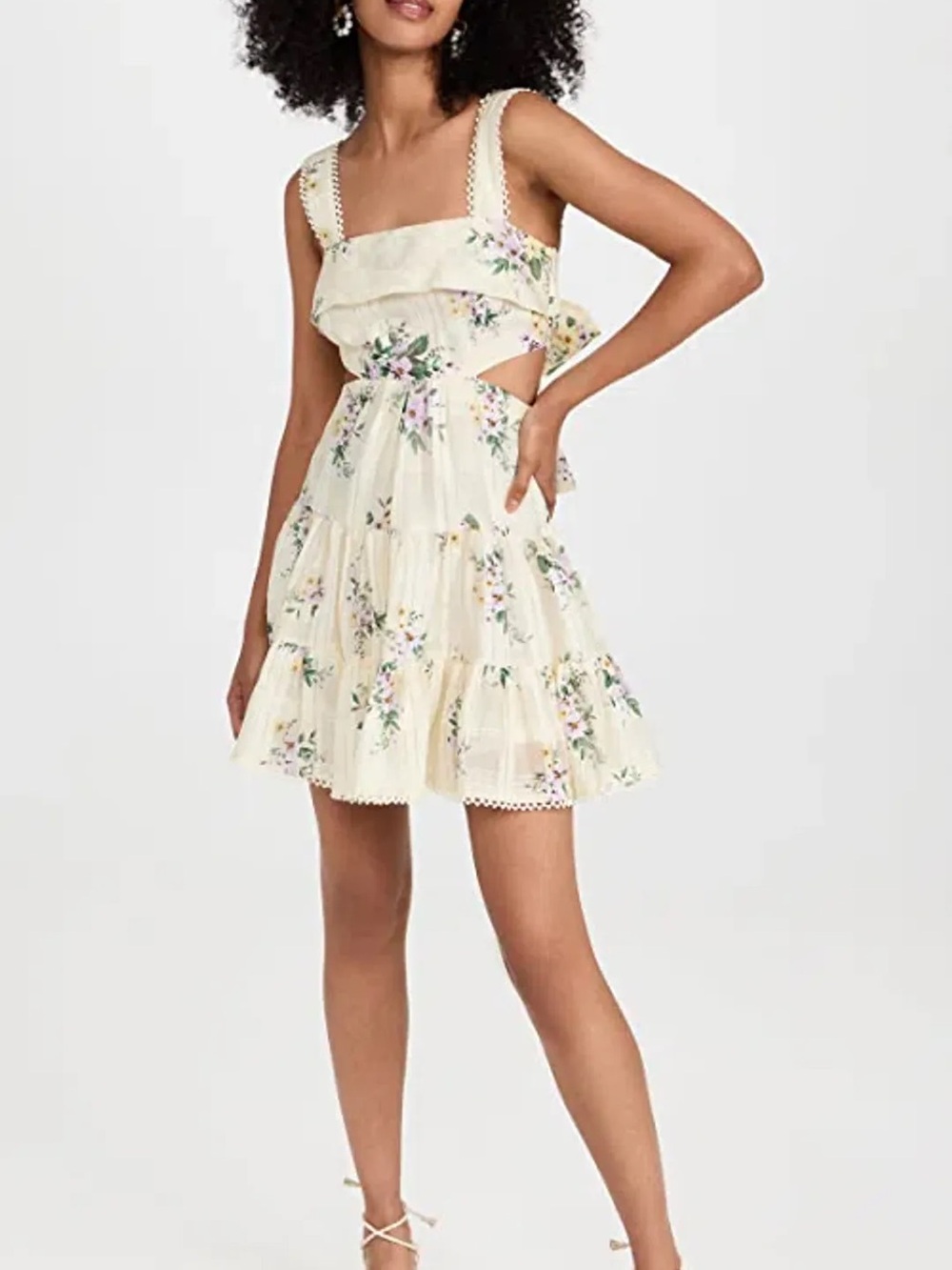 Alemais Cream Mini Dress with Pastel Floral Print